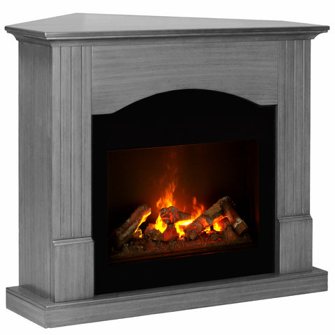 Semineu electric Nisa Drept/Colt Ash Grey/Negru cu focar electric 3D Dimplex Optiflame CH600 H si sunet