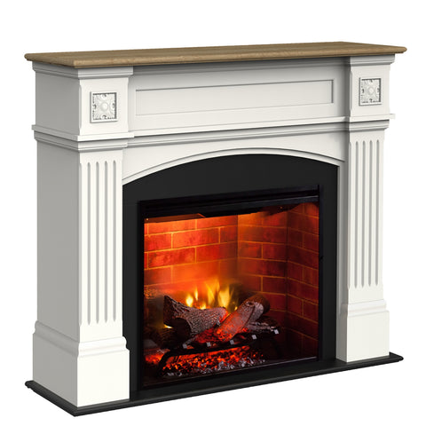 Semineu electric Haydn Alb si Stejar cu focar electric 3D Dimplex Optiflame RBF30 si sunet