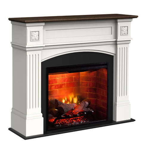 Semineu electric Haydn Alb si Wenge cu focar electric 3D Dimplex Optiflame RBF30 si sunet