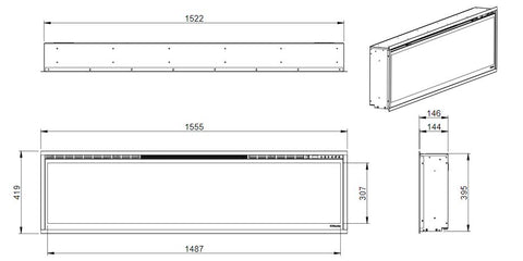 Focar electric liniar Ignite XL 60 Dimplex Optiflame MultiFire XD Negru cu sunet