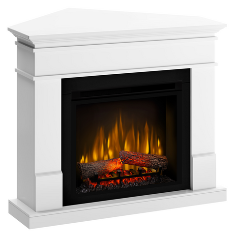 Semineu electric Lisabona Drept/Colt Alb cu focar electric 3D Dimplex Optiflame XHD23 si sunet