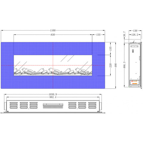 Focar electric liniar 3D Aflamo Albion 42 Silver cu sunet