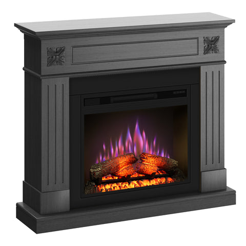 Semineu London 110.30.95 ash grey + focar ECOFLAME 23", incalzire infrared, teme de culoare, flacara 3D si sunet