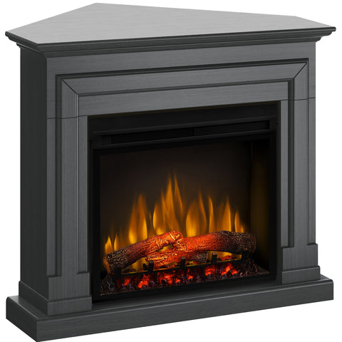 Semineu electric Barcelona Drept/Colt Ash Grey cu focar electric 3D Dimplex Optiflame XHD28 si sunet