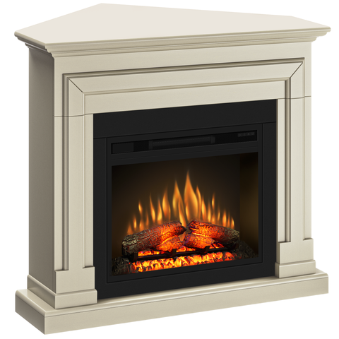 Semineu ECOFLAME PRO - Barcelona colt antique vanilla, flacara 3D de 23 inci cu teme de culoare, incalzire infrared si sunet