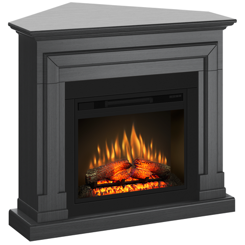 Semineu ECOFLAME PRO - Barcelona colt ash grey, flacara 3D de 23 inci cu teme de culoare, incalzire infrared si sunet