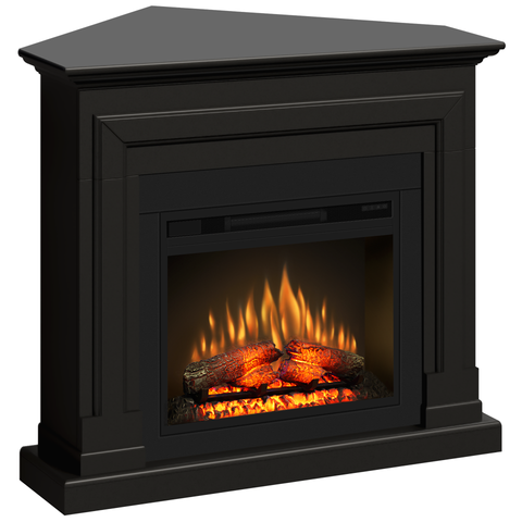 Semineu ECOFLAME PRO - Barcelona colt black, flacara 3D de 23 inci cu teme de culoare, incalzire infrared si sunet