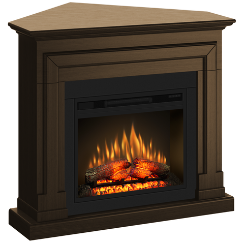 Semineu ECOFLAME PRO - Barcelona colt walnut, flacara 3D de 23 inci cu teme de culoare, incalzire infrared si sunet
