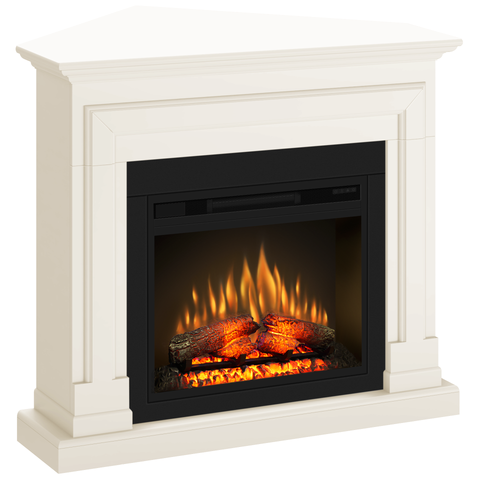 Semineu ECOFLAME PRO - Barcelona colt vanilla, flacara 3D de 23 inci cu teme de culoare, incalzire infrared si sunet