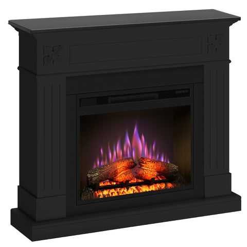 Semineu London 110.30.95 negru + focar ECOFLAME 23", incalzire infrared, teme de culoare, flacara 3D si sunet