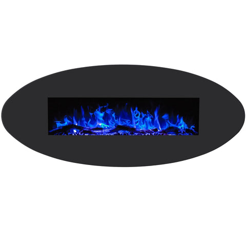 Focar electric liniar de perete 3D Aflamo Canyon Negru cu sunet