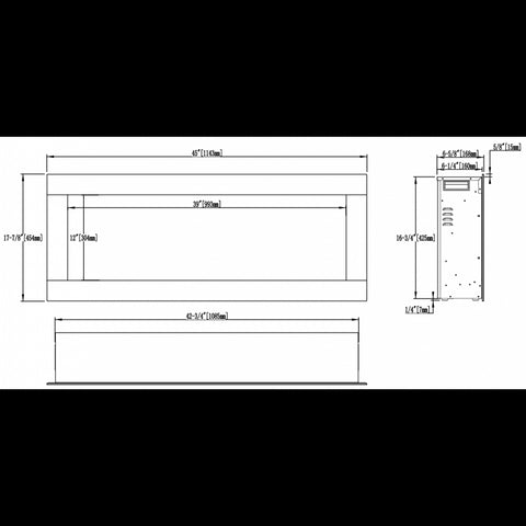 Focar electric liniar incorporabil 3D Aflamo Diamond 115 Negru cu sunet