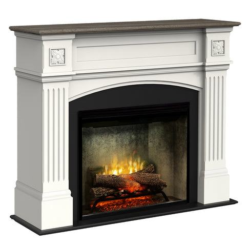Semineu electric Haydn Alb si Ash Grey cu focar electric 3D Dimplex Optiflame Revillusion Concrete 30 si sunet