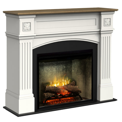 Semineu electric Haydn Alb si Stejar cu focar electric 3D Dimplex Optiflame Revillusion Concrete 30 si sunet