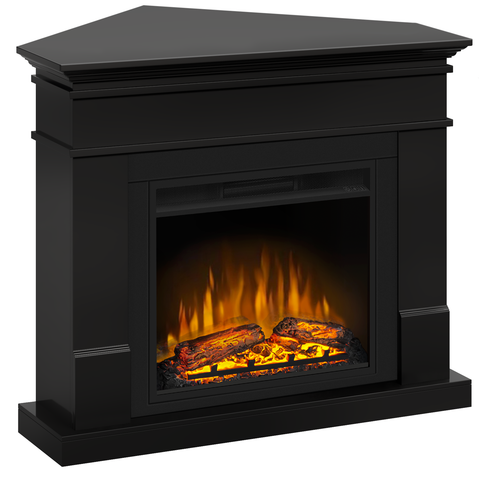 Semineu ECOFLAME - Lisabona SLIM LINE colt balck, flacara 3D de 23 inci, sistem incalzire