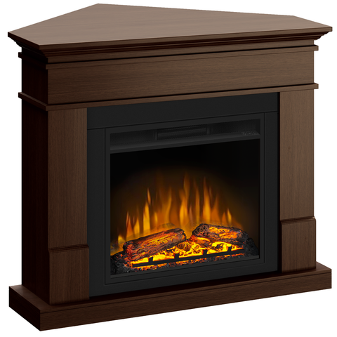 Semineu ECOFLAME - Lisabona SLIM LINE colt walnut, flacara 3D de 23 inci, sistem incalzire
