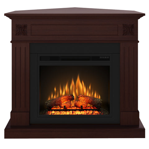 Semineu London colt 110.30.95 mahon + focar ECOFLAME 23", incalzire infrared, teme de culoare, flacara 3D si sunet