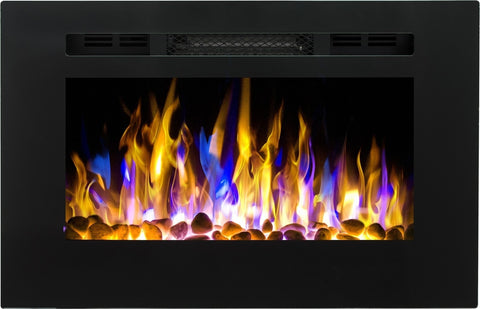 Focar electric liniar incorporabil 3D Aflamo Majestic 26 Negru cu sunet