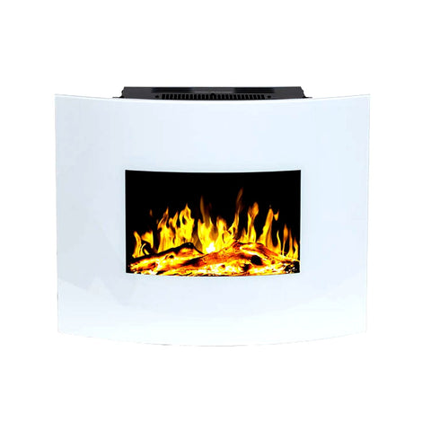 Focar electric liniar curbat de perete 3D Aflamo Malibu 26 Alb cu sunet