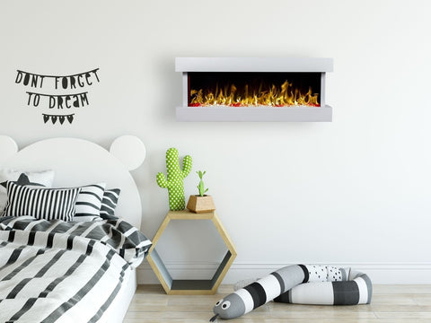 Focar electric liniar 3D Aflamo Modena Alb cu sunet