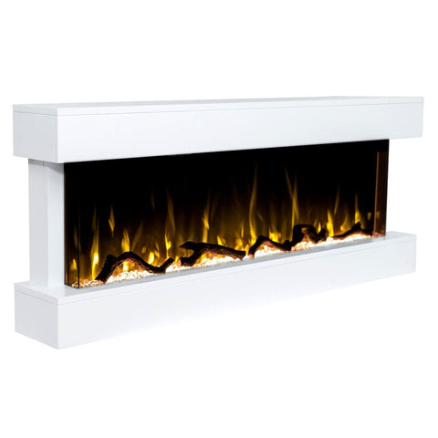 Focar electric liniar 3D Aflamo Modena Alb cu sunet