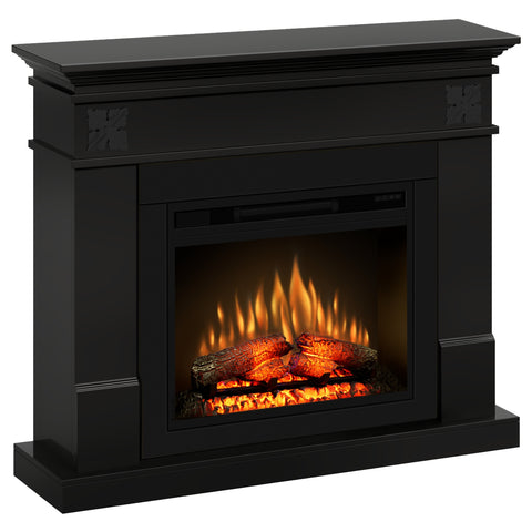 Semineu ECOFLAME PRO - Lisabona Flower negru, flacara 3D de 23 inci cu teme de culoare, incalzire infrared si sunet