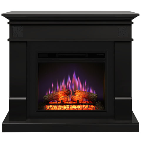 Semineu ECOFLAME PRO - Lisabona Flower negru, flacara 3D de 23 inci cu teme de culoare, incalzire infrared si sunet