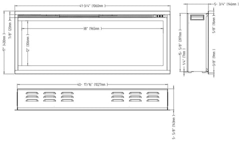 Focar electric liniar incorporabil 3D Aflamo Royal 42 Negru cu sunet
