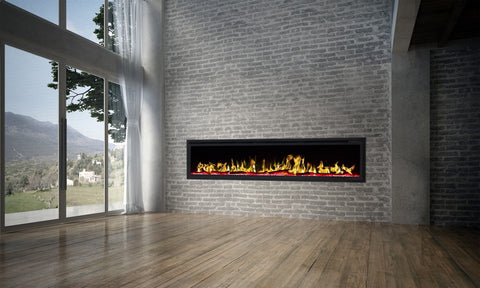 Focar electric liniar incorporabil 3D Aflamo Royal 72 Negru cu sunet