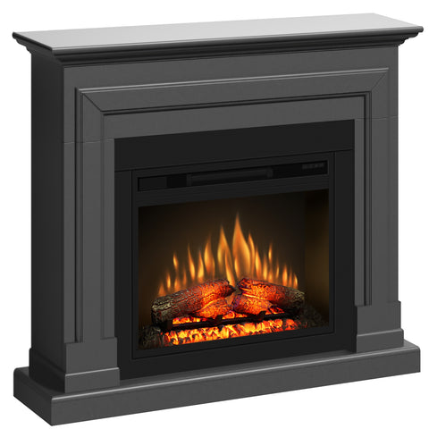 Semineu ECOFLAME PRO - Barcelona solid grey, flacara 3D de 23 inci cu teme de culoare, incalzire infrared si sunet