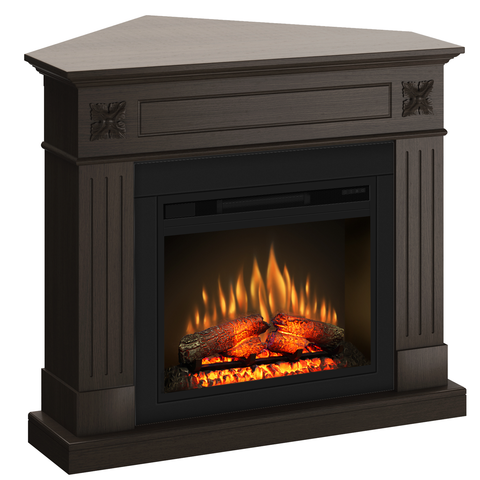 Semineu London colt 110.85.95 wenge + focar ECOFLAME 23", incalzire infrared, teme de culoare, flacara 3D si sunet