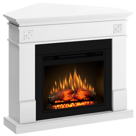 Semineu ECOFLAME PRO - Lisabona Flower colt white, flacara 3D de 23 inci cu teme de culoare, incalzire infrared si sunet