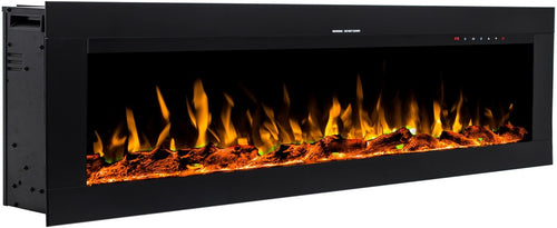 Semineu electric liniar 3D incorporabil AFLAMO Diamond 128 Negru cu sunet