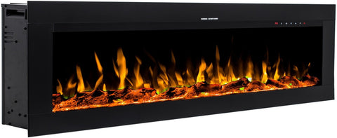 Semineu electric liniar 3D incorporabil AFLAMO Diamond 183 Negru cu sunet