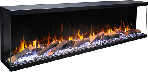 Semineu electric liniar 3D incorporabil AFLAMO Unique NH 120 Negru cu sunet