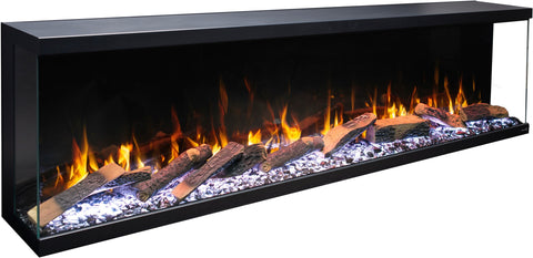 Semineu electric liniar 3D incorporabil AFLAMO Unique NH 160 Negru cu sunet