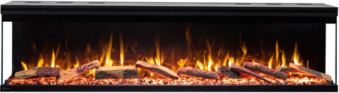 Semineu electric liniar 3D incorporabil AFLAMO Unique 165 Negru cu sunet