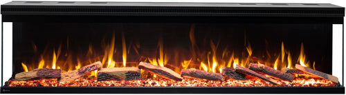 Semineu electric liniar 3D incorporabil AFLAMO Unique 107 Negru cu sunet