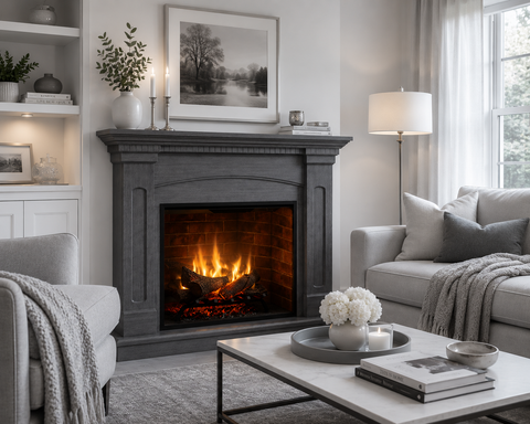 Semineu electric DIMPLEX Alabaster Ash Grey cu focar electric 3D Revillusion 30 si sunet