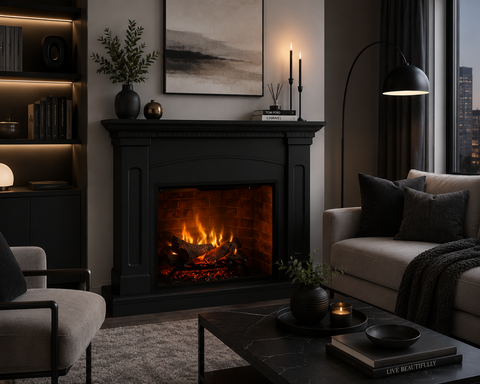 Semineu electric DIMPLEX Alabaster Negru cu focar electric 3D Revillusion 30 si sunet