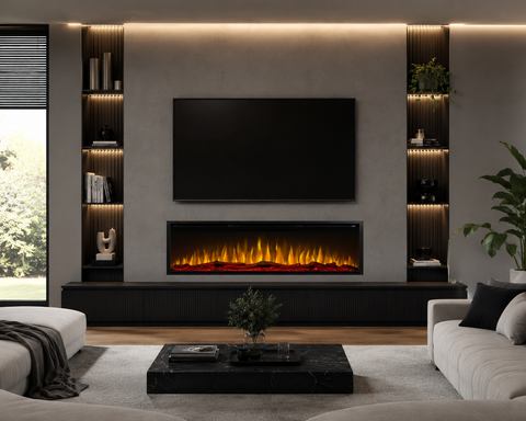 Semineu electric liniar 3D incorporabil AFLAMO Royal 42 Negru cu sunet