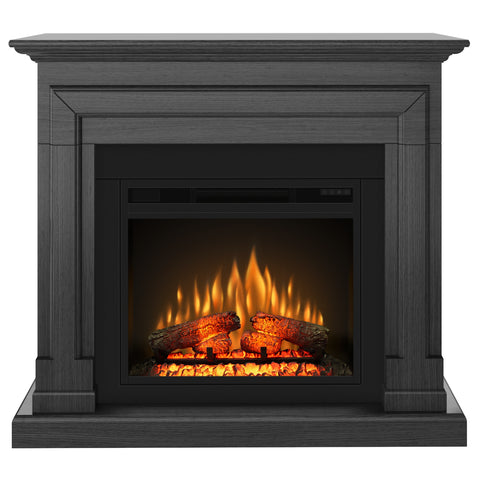 Semineu electric ECOFLAME PRO - Barcelona ash grey, flacara 3D de 23 inci cu teme de culoare, incalzire infrared si sunet