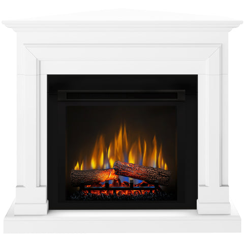 Semineu electric Barcelona alb colt SLIM LINE cu focar electric 3D Dimplex Optiflame XHD23 si sunet
