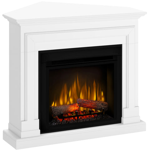 Semineu electric Barcelona alb colt SLIM LINE cu focar electric 3D Dimplex Optiflame XHD23 si sunet