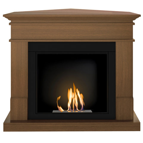 Semineu HOMBEE-Lisabona colt 110 x 85 x 95 cm ,culoare cires, cu flacara reala cu bioetanol