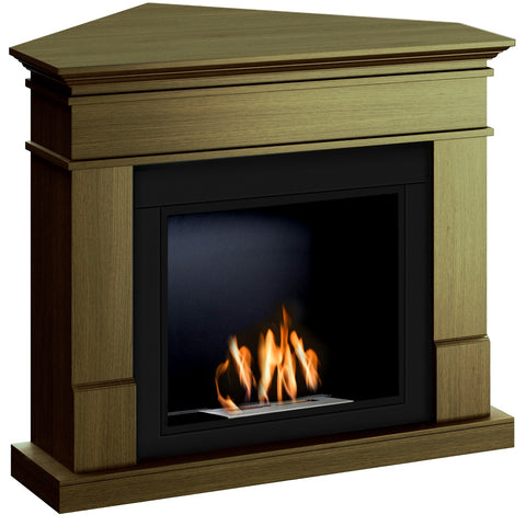 Semineu HOMBEE-Lisabona colt 110 x 85 x 95 cm ,culoare stejar, cu flacara reala cu bioetanol