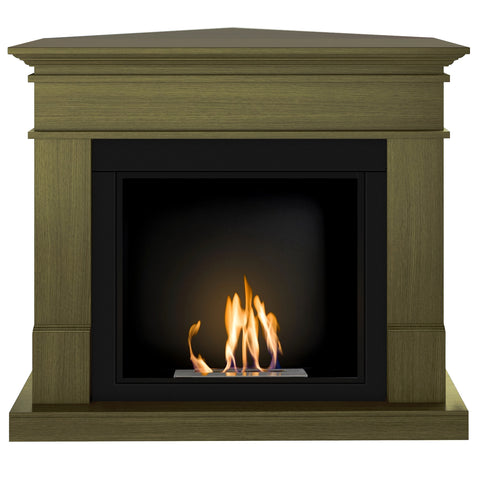 Semineu HOMBEE-Lisabona colt 110 x 85 x 95 cm ,culoare stejar, cu flacara reala cu bioetanol