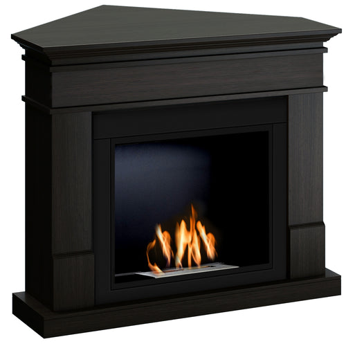 Semineu HOMBEE-Lisabona colt 110 x 85 x 95 cm ,culoare wenge, cu flacara reala cu bioetanol