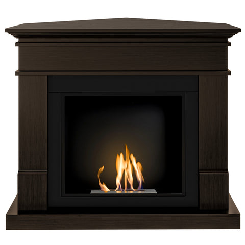 Semineu HOMBEE-Lisabona colt 110 x 85 x 95 cm ,culoare wenge, cu flacara reala cu bioetanol