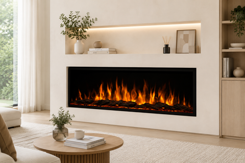 Semineu electric liniar 3D incorporabil AFLAMO Pride S115 Negru cu sunet
